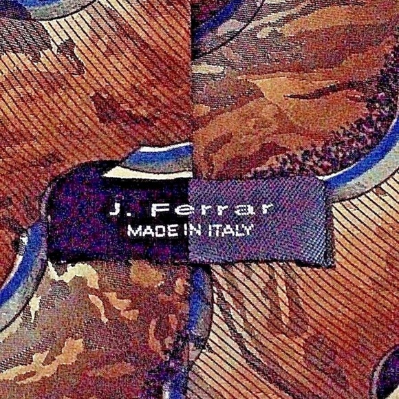 J Ferrar NeckTie Geometric Classic Silk Italy - Picture 2 of 3